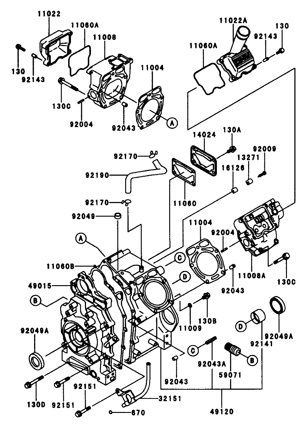 Cylinder/crankcase-Kawasaki Fd661d As-03