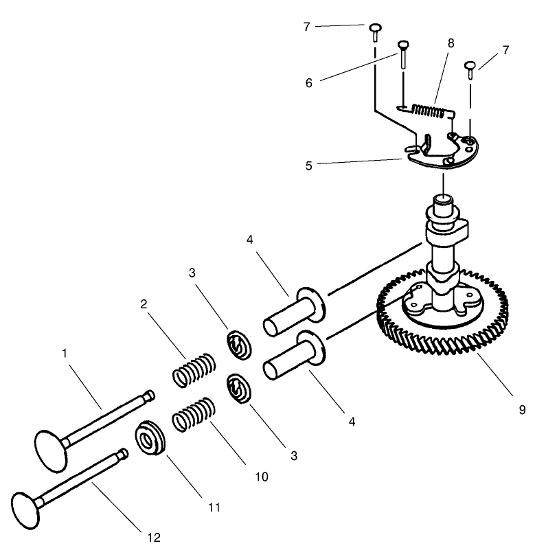 Valves And Camshaft Assembly-Kawasaki Model Fb460v-As38