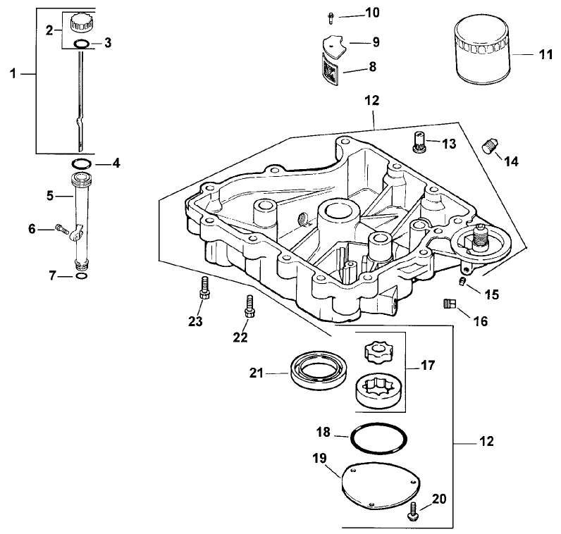 Oil Pan And Lubrication Assembly-Kohler Model Cv15t-41604
