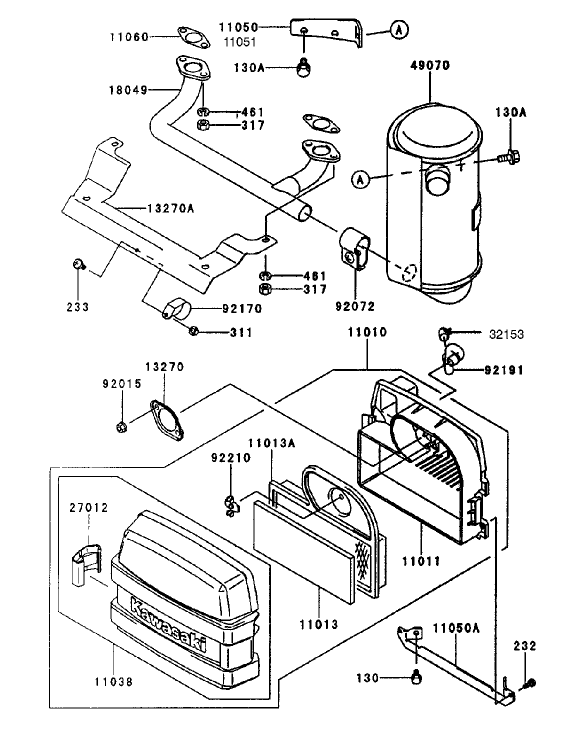 Air-Filter/muffler Assembly Kawasaki Fh451v-As08