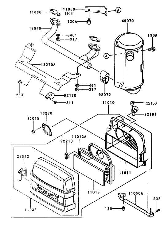 Air-Filter/muffler Assembly Kawasaki Fh451v-As08