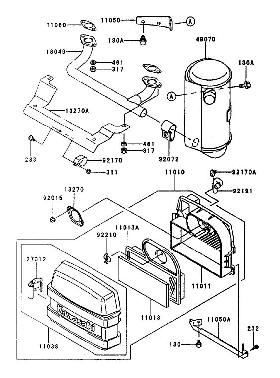 Air-Filter/muffler Assembly Kawasaki Fh500v-As25