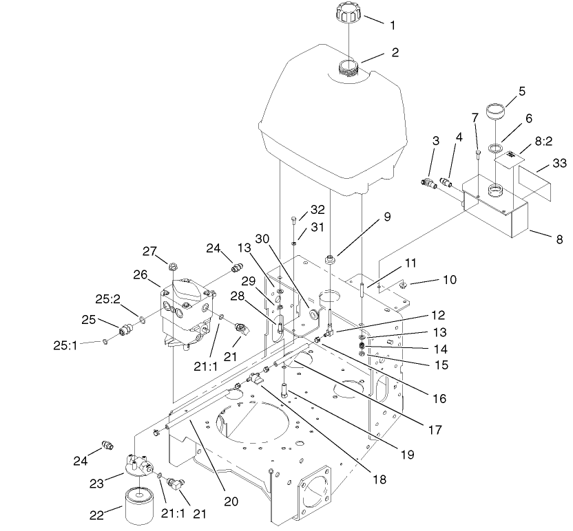Fuel Tank, Hydraulic Tanks, Pump And Filter Assembly