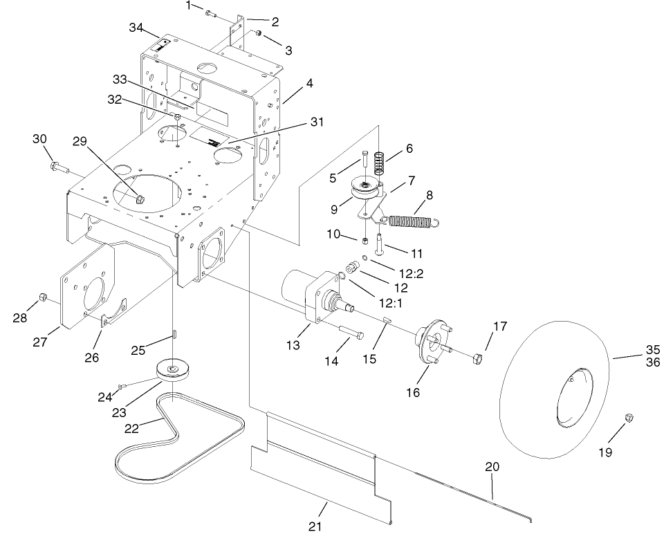 Wheel Motors, Pump Belt And Pump Idler Assembly