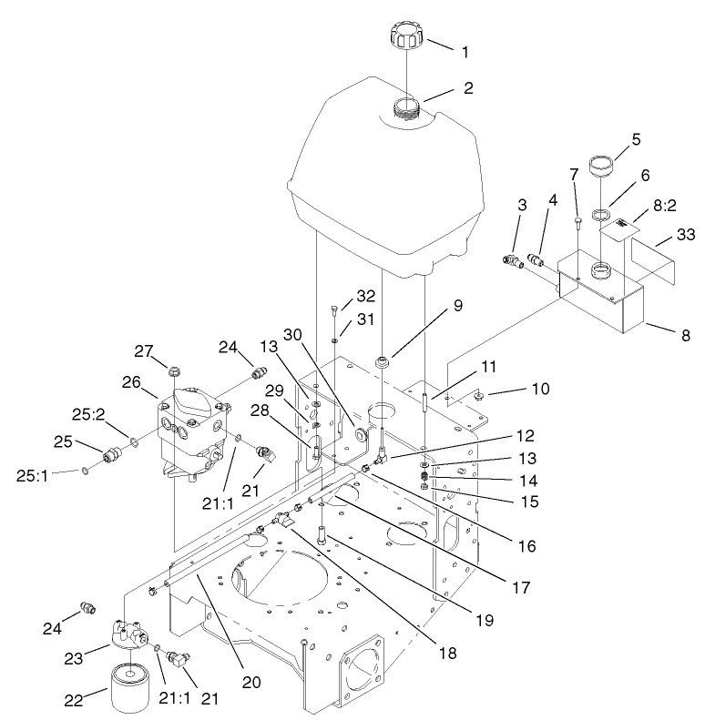 Fuel Tank, Hydraulic Tanks, Pump And Filter Assembly