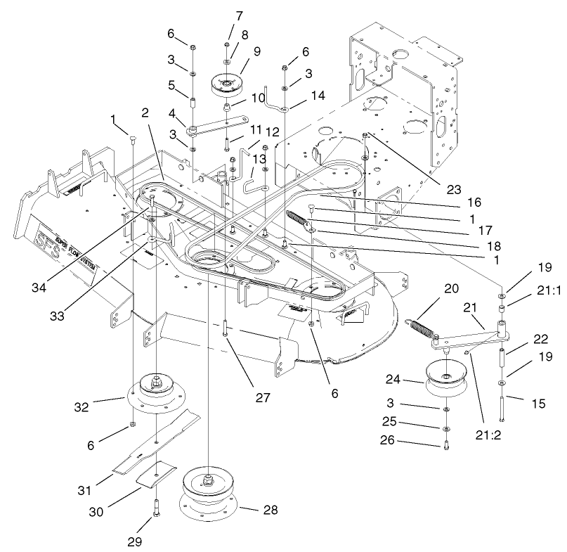 Spindles, Idler Pulleys, And Belts Assembly