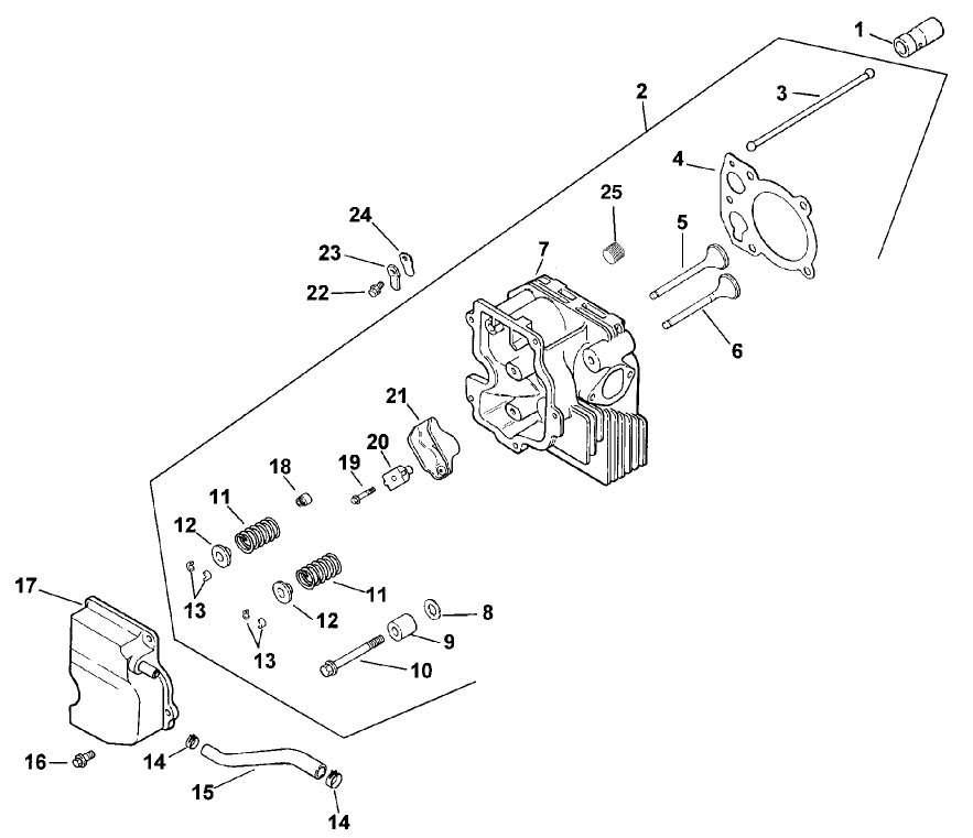 Cylinder Head, Valves And Breather Assembly-Kohler Model Cv15t-41604