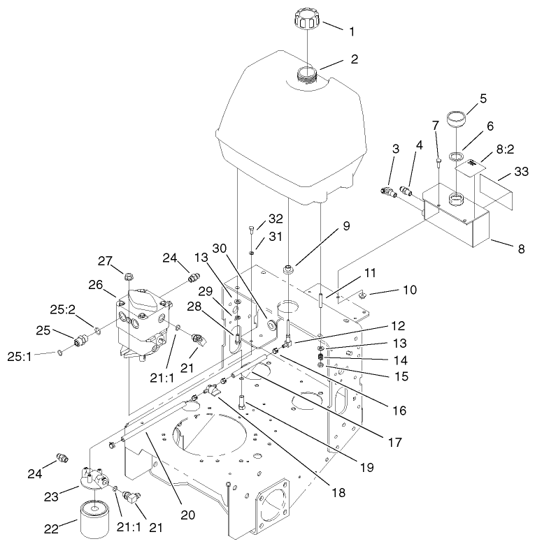 Fuel Tank, Hydraulic Tanks, Pump And Filter Assembly