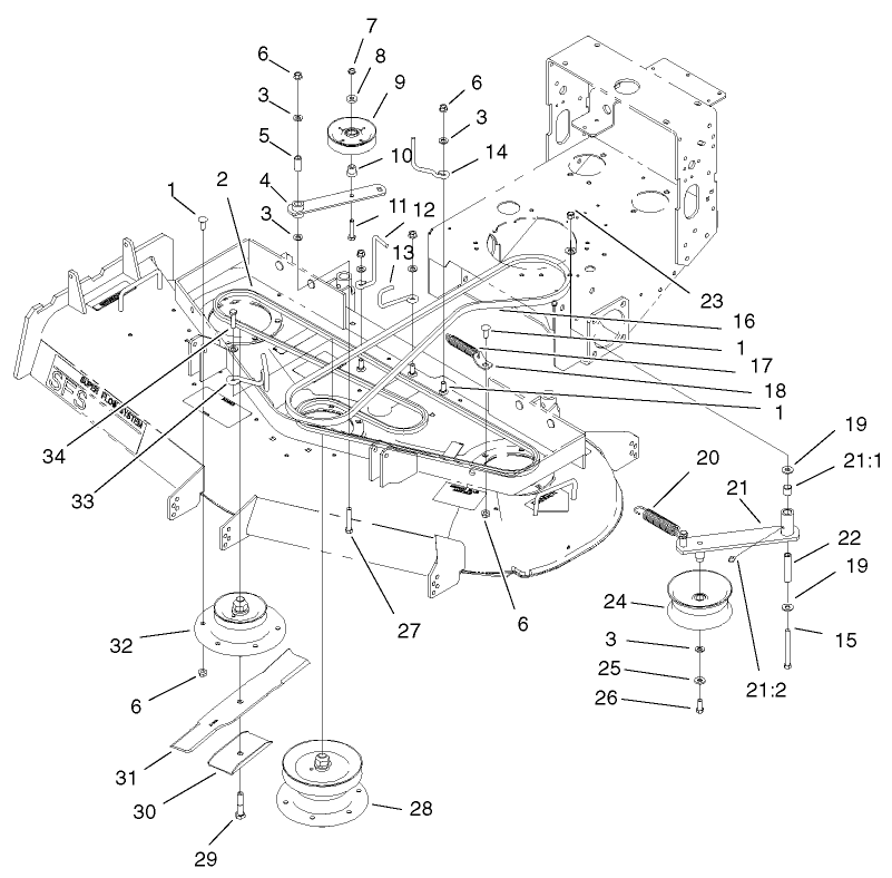 Spindles, Idler Pulleys, And Belts Assembly