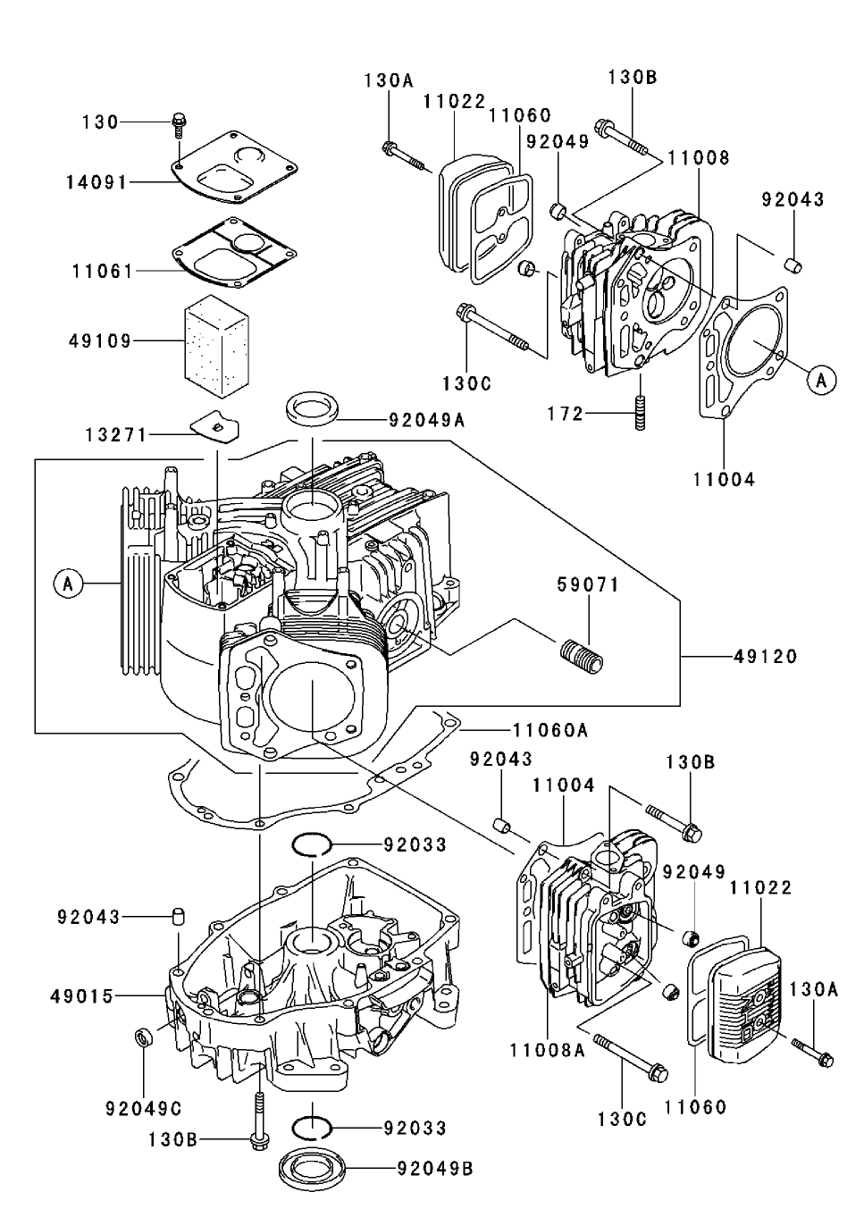 Cylinder/crankcase Kawasaki Fh500v-As30