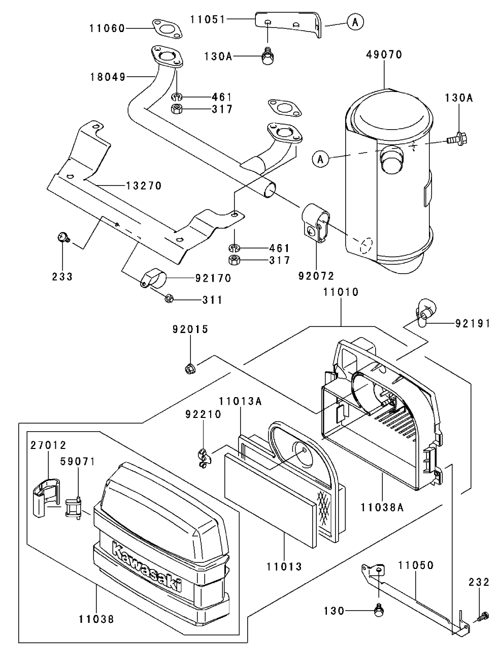 Air Filter/muffler Kawasaki Fh500v-As30
