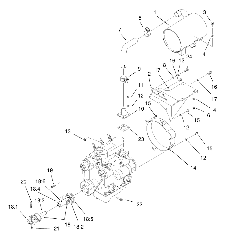 Muffler And Pump Drive Assembly