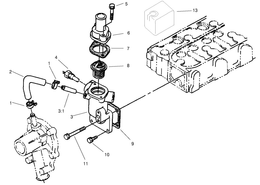 Water Flange And Thermostat Assembly