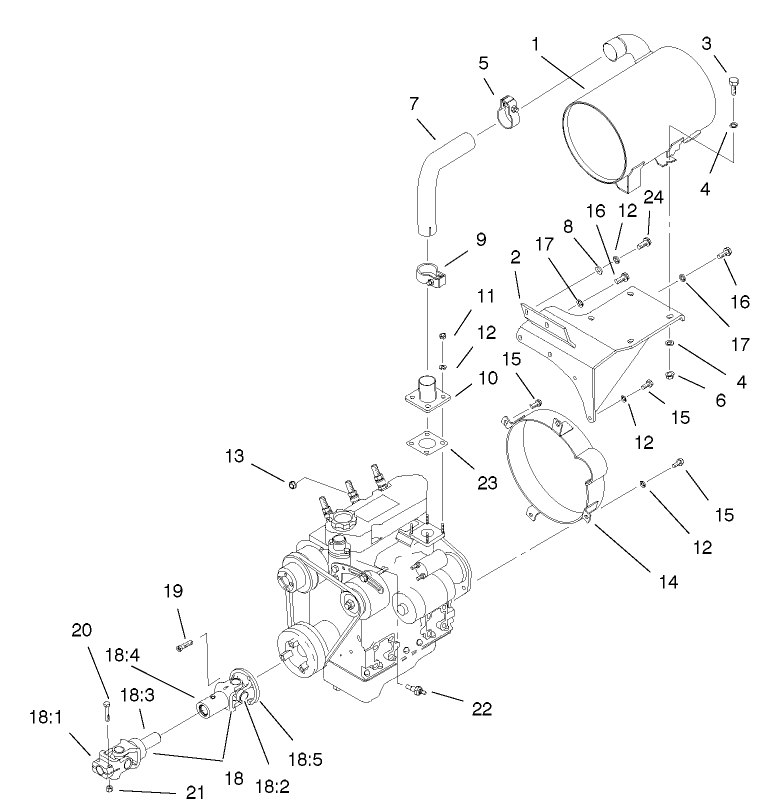 Muffler And Pump Drive Assembly