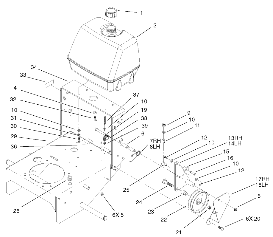 Fuel Tank And Idler Bracket Assembly