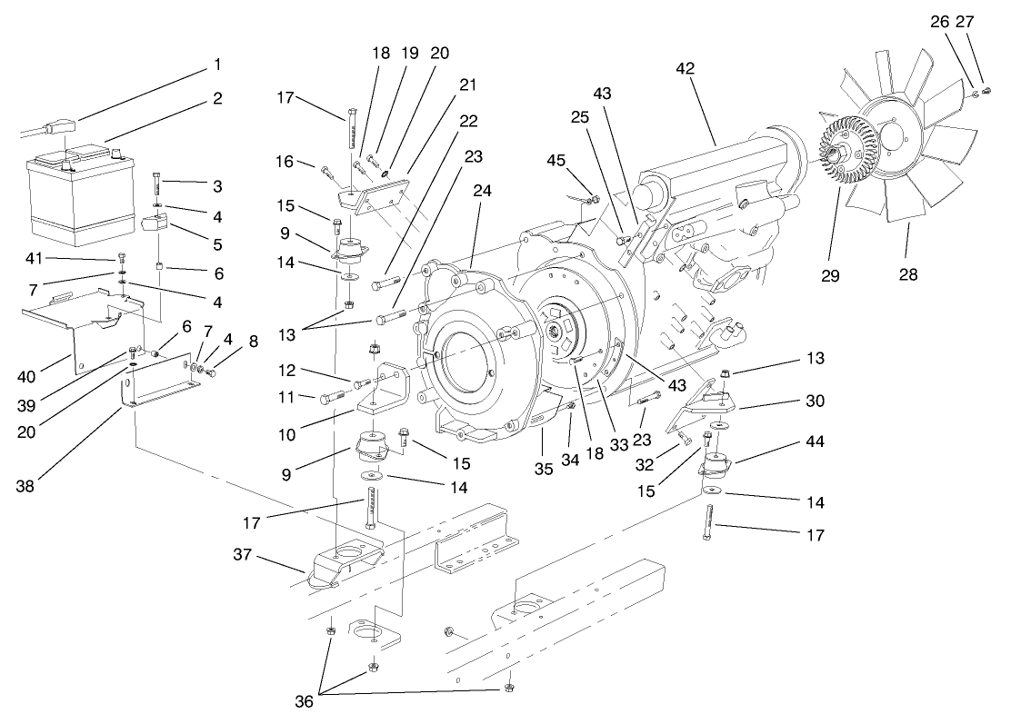 Engine & Battery Installation Assembly
