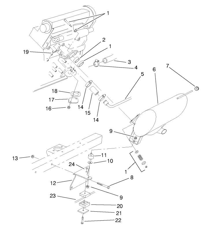 Muffler And Air Cleaner Installation Assembly