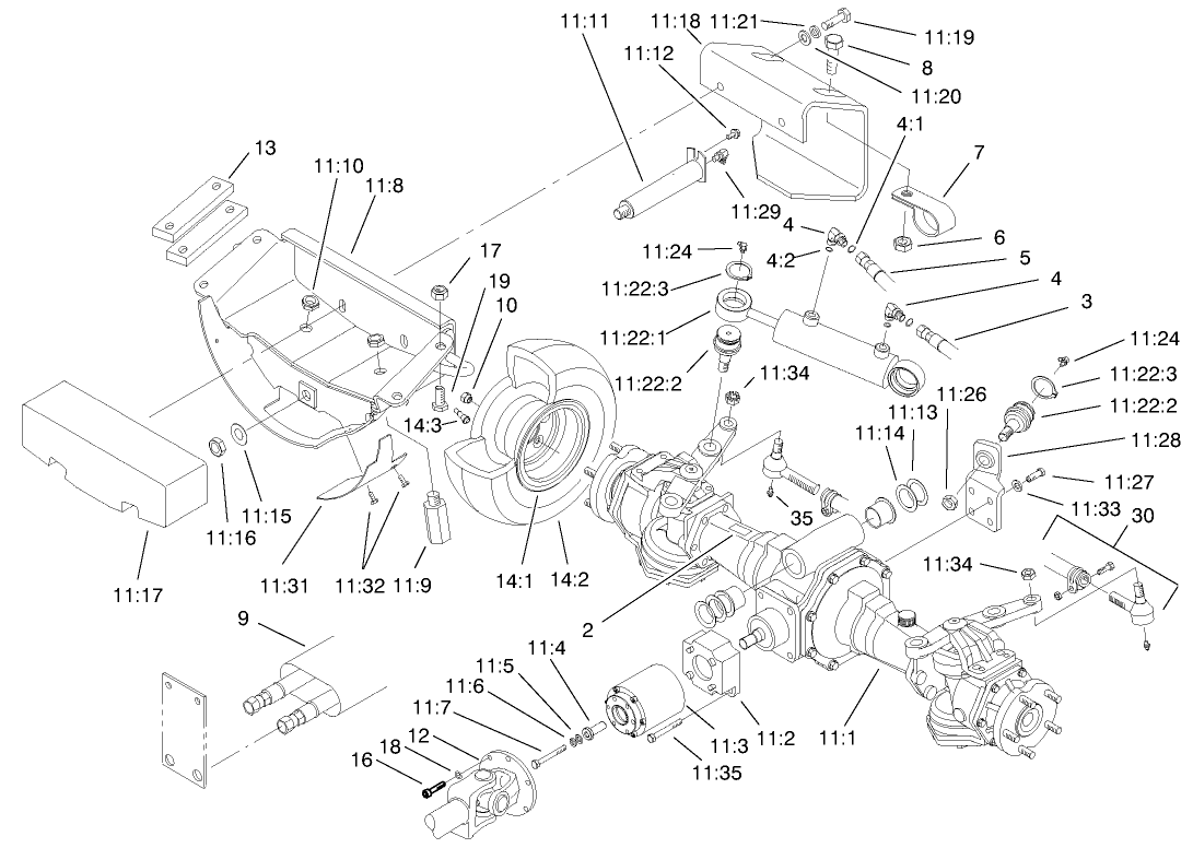 4 Wheel Drive Rear Axle Assembly (continued)(only On: 30627)