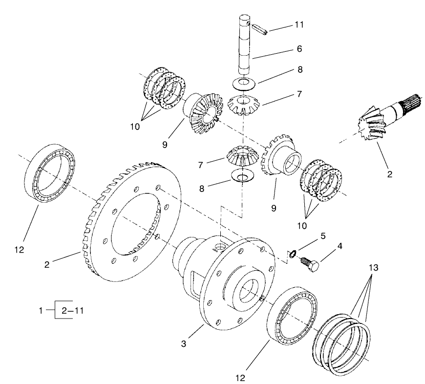 4 Wheel Drive Rear Axle Assembly No. 95-7501 (continued) Differential Assembly (only On: 30627)