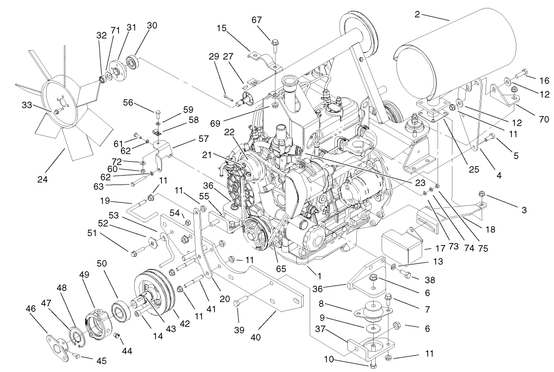 Engine And Mounting Components Assembly