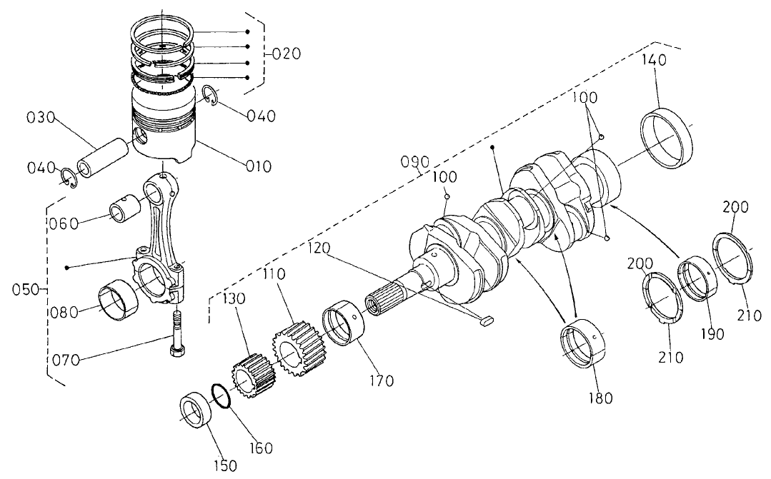 Piston And Crankshaft Assembly Engine Assembly No. 104-3448