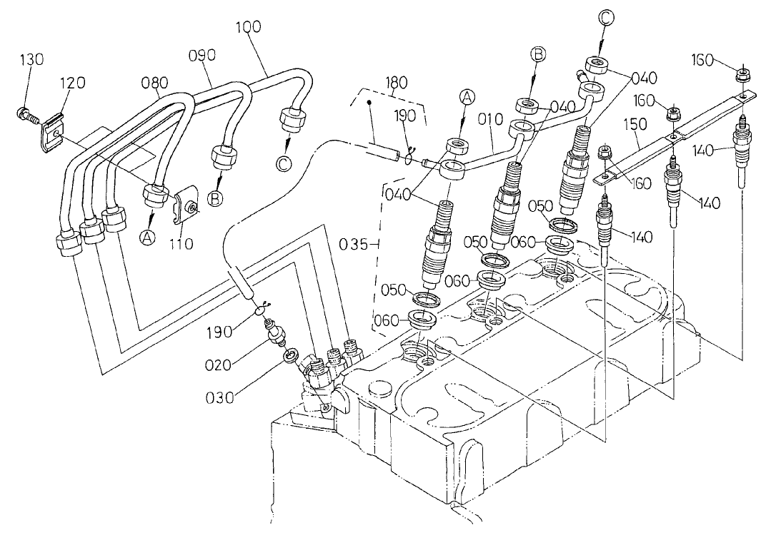 Nozzle Holder Glow Plug Assembly Engine Assembly No. 104-3448