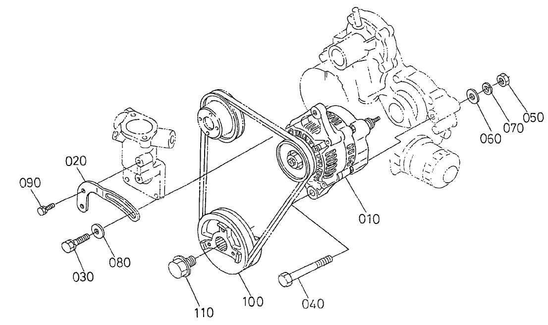 Alternator And Pulley Assembly Engine Assembly No. 104-3448