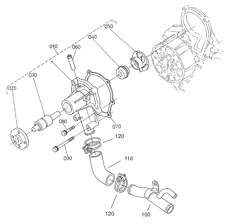 Water Pump And Water Pipe Assembly Engine Assembly No. 104-3448