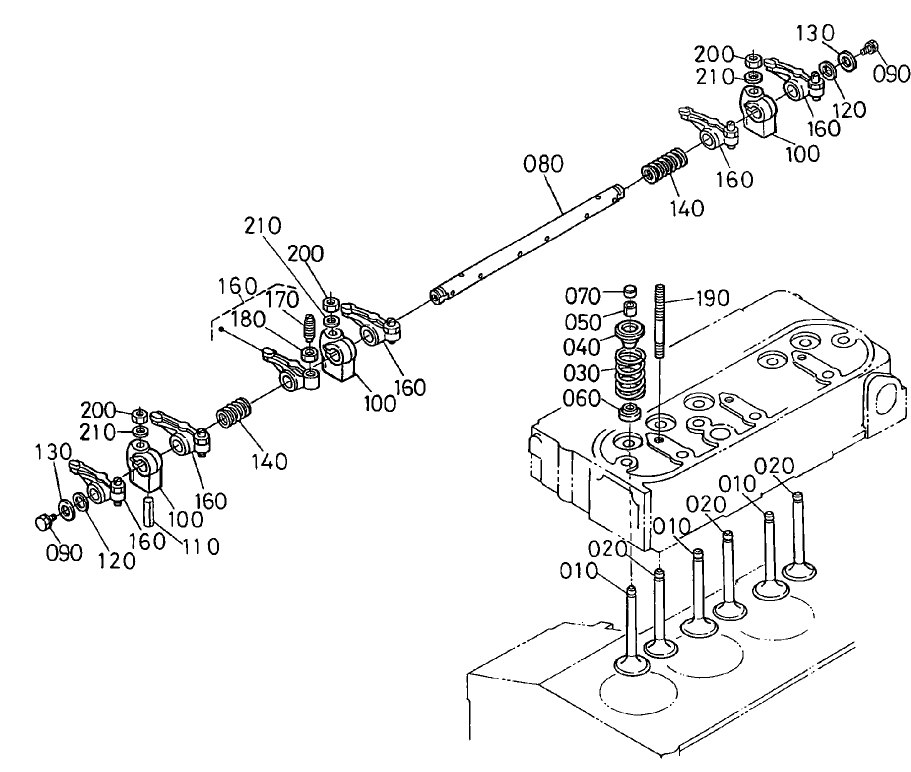 Valve And Rocker Arm Assembly Engine Assembly No. 104-3448