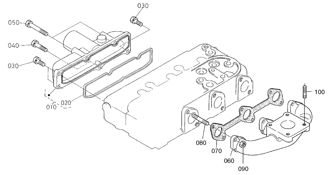 Inlet And Exhaust Manifold Assembly Engine Assembly No. 104-3448
