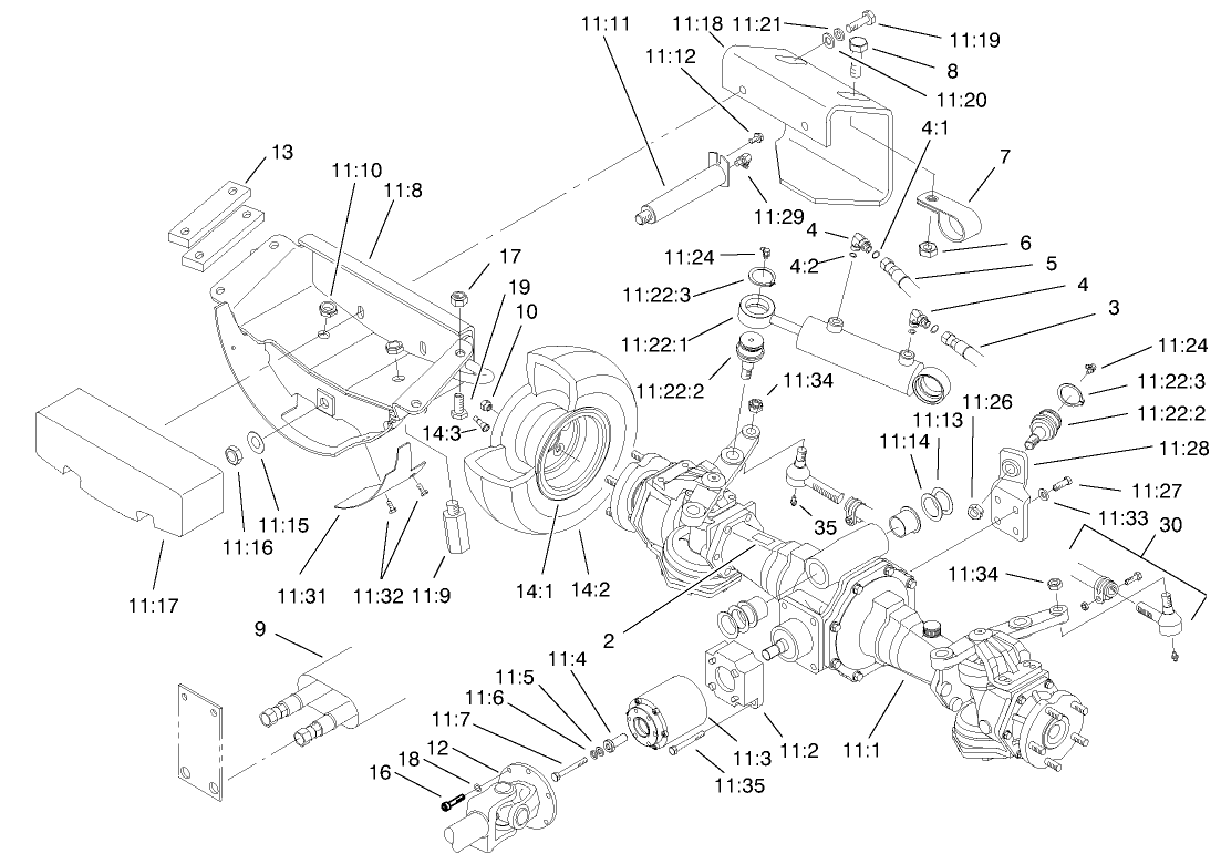 4 Wheel Drive Rear Axle Assembly (continued)(only On: 30631)