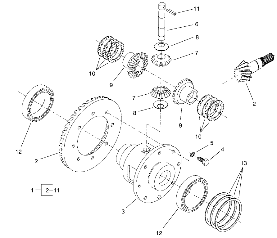 4 Wheel Drive Rear Axle Assembly No. 95-7501 (continued) Differential Assembly (only On: 30631)