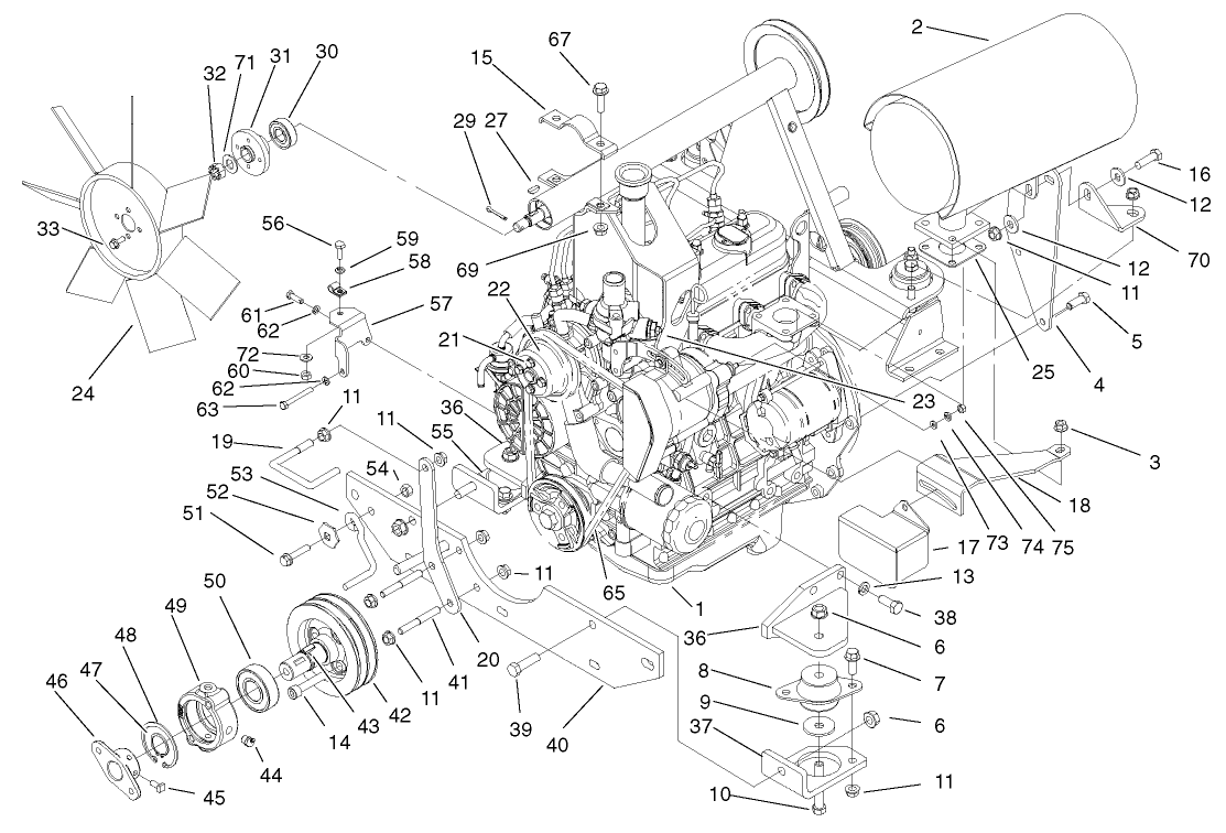 Engine And Mounting Components Assembly