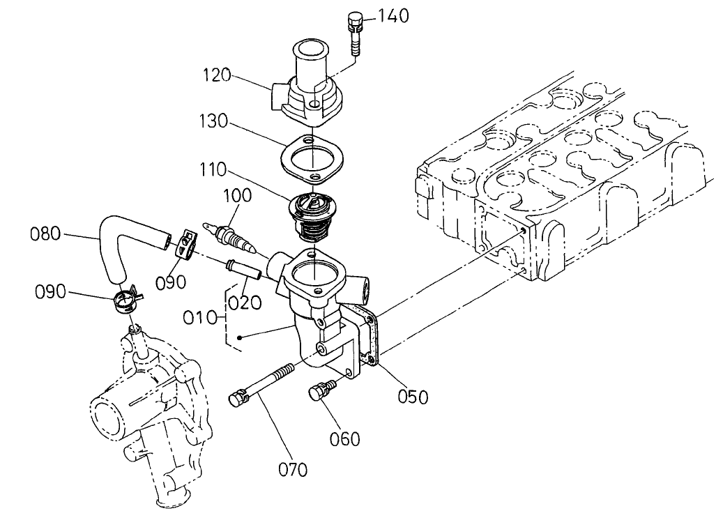 Water Flange And Thermostat Assembly