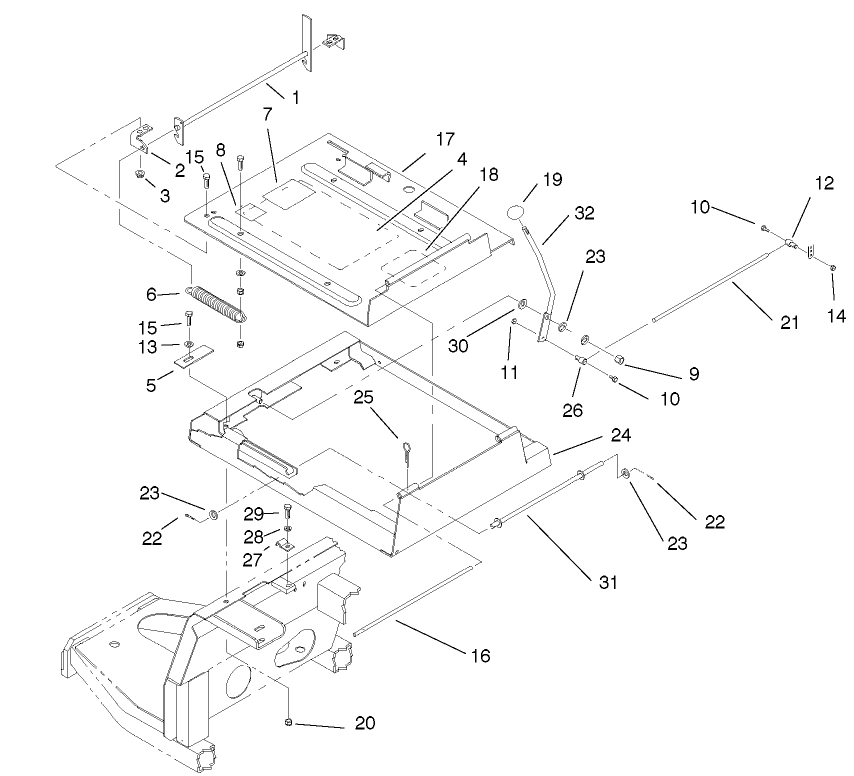 SEAT FRAME AND THROTTLE ASSEMBLY