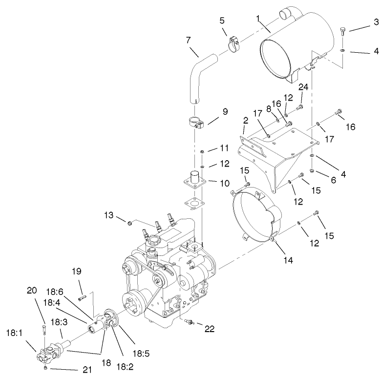 MUFFLER AND PUMP DRIVE ASSEMBLY