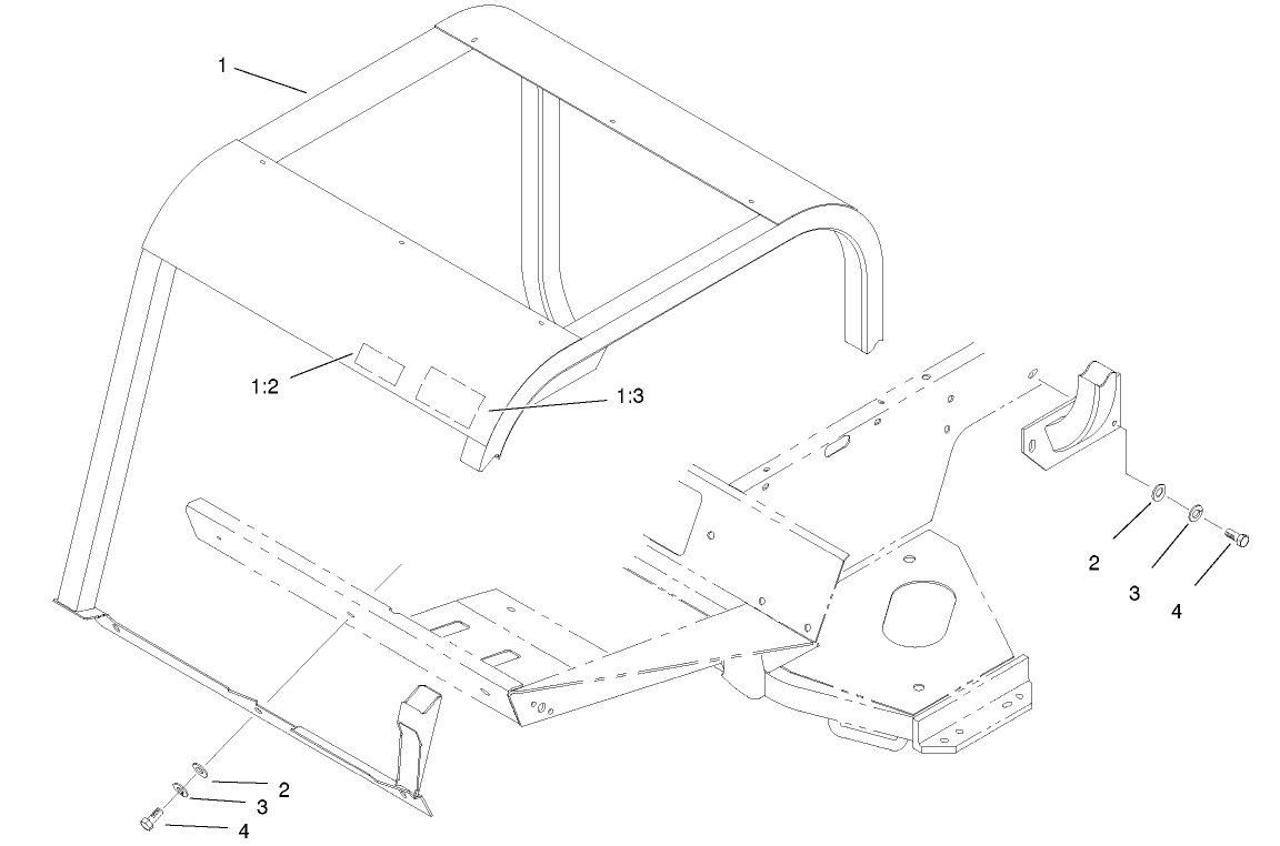 ROLL-OVER-PROTECTION-SYSTEM AND STABILIZER ASSEMBLY (MODEL 03541 ONLY)