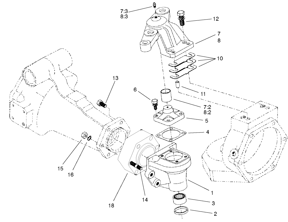 REAR AXLE ASSEMBLY NO. 98-3925 (CONTINUED) BEVEL GEAR CASE ASSEMBLY