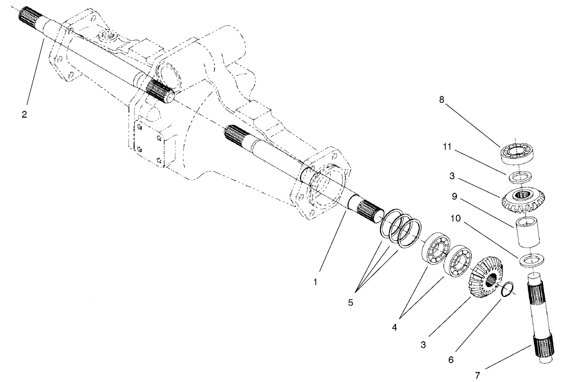 REAR AXLE ASSEMBLY NO. 98-3925 (CONTINUED) BEVEL GEAR SHAFT ASSEMBLY