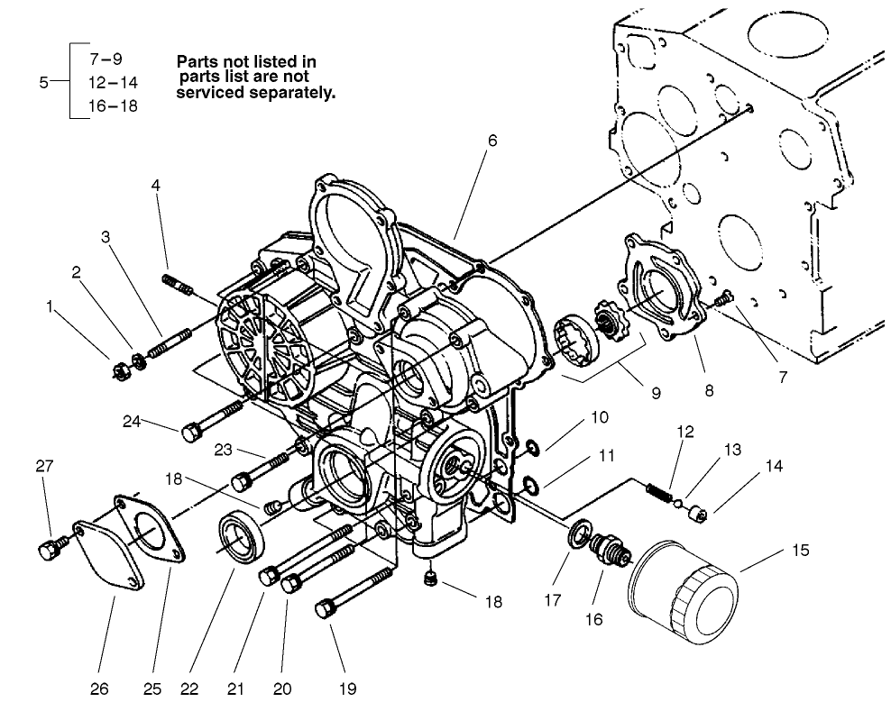 GEAR CASE AND OIL FILTER ASSEMBLY