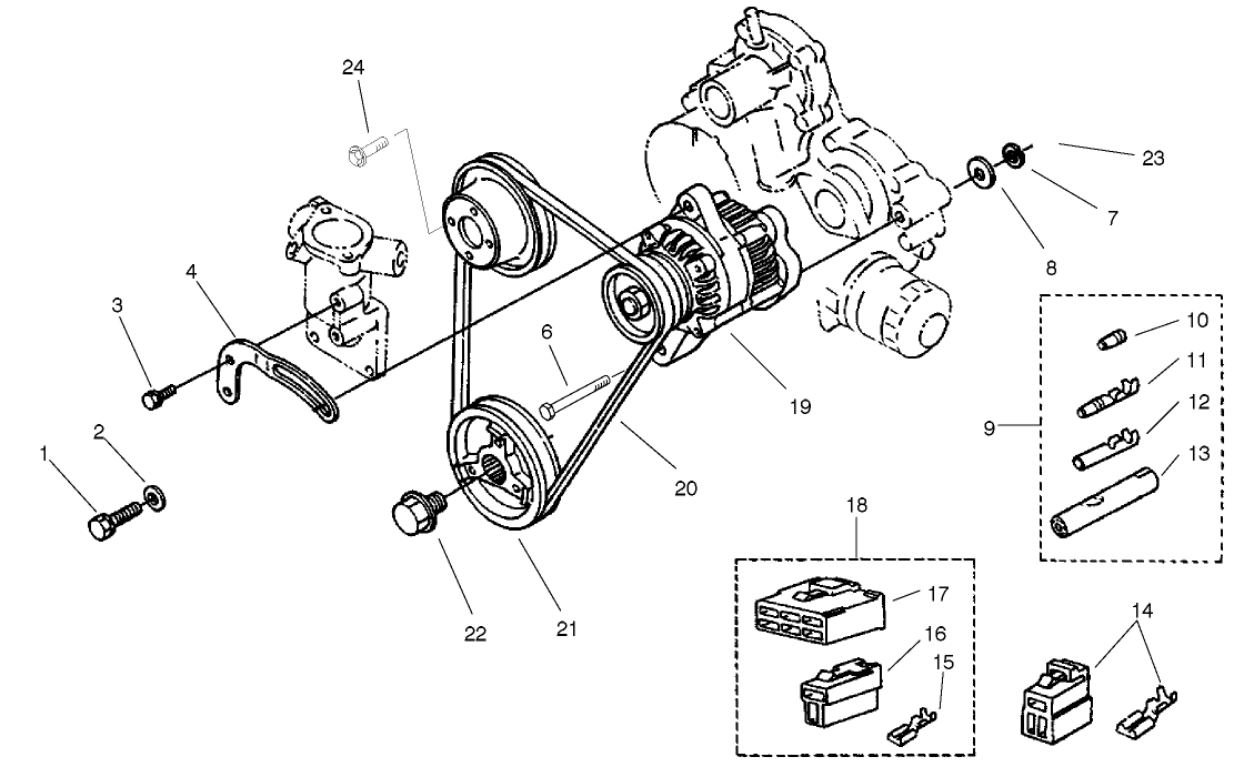 ALTERNATOR AND PULLEY ASSEMBLY