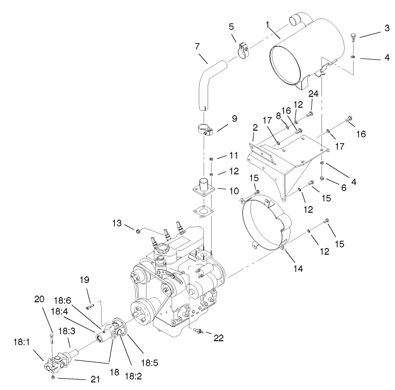 Muffler And Pump Drive Assembly