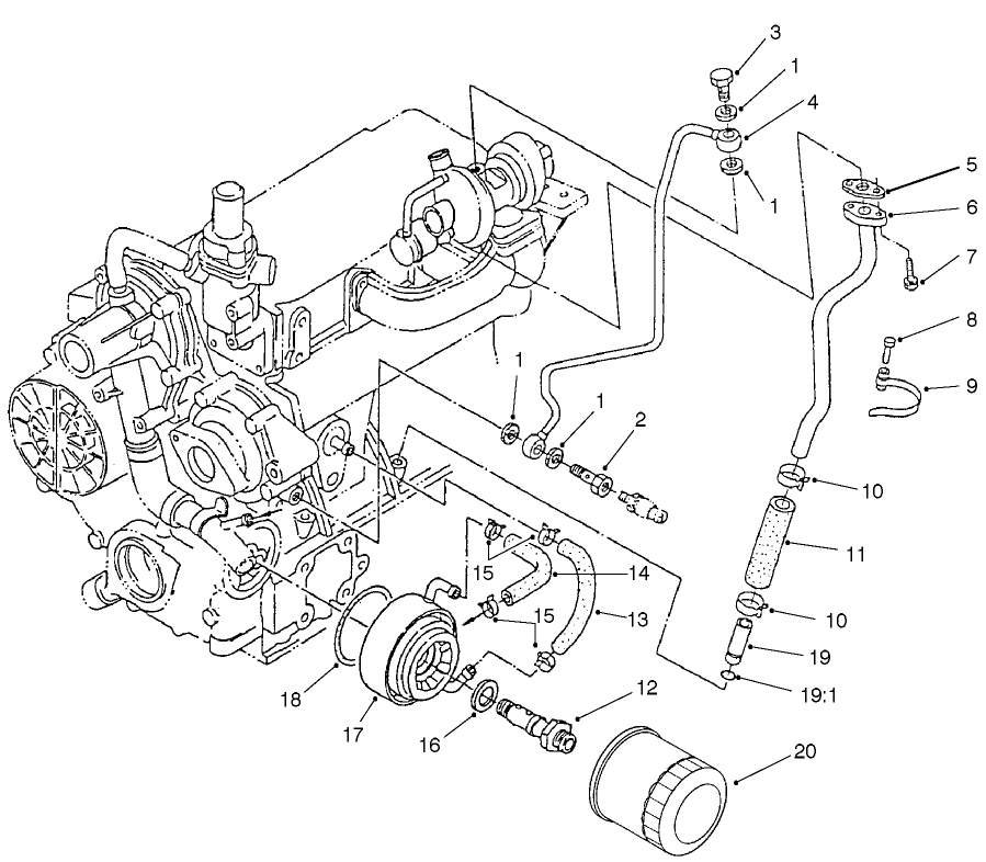 Filter, Oil Cooler & Pipe Assembly