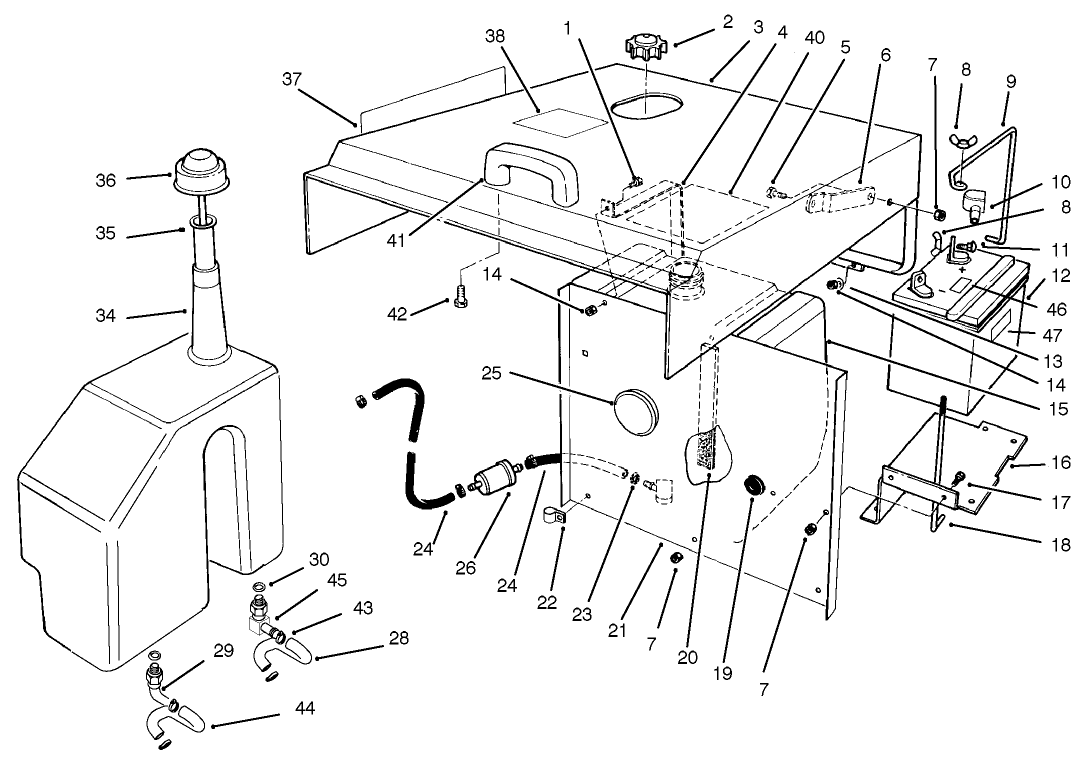 Hood, Fuel Tank & Hydraulic Reservoir Assembly