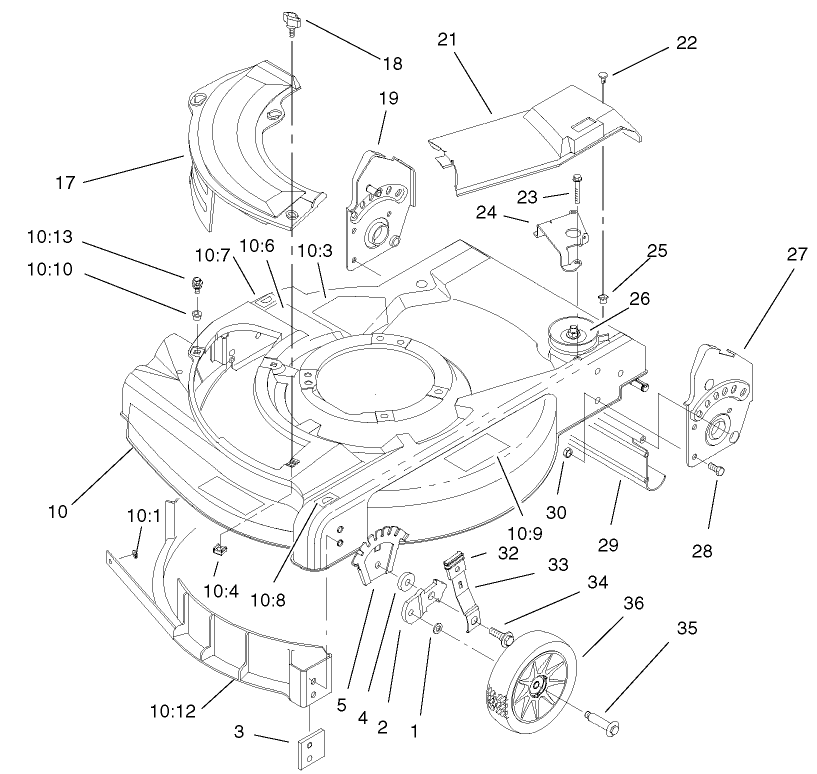 Housing, Handle Bracket And Wheel Assembly