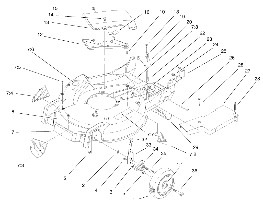 Housing, Handle Brackets, And Wheel Assembly
