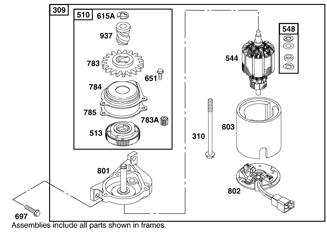 Electric Starter Assembly Briggs And Stratton Model 12h807-1775-E1