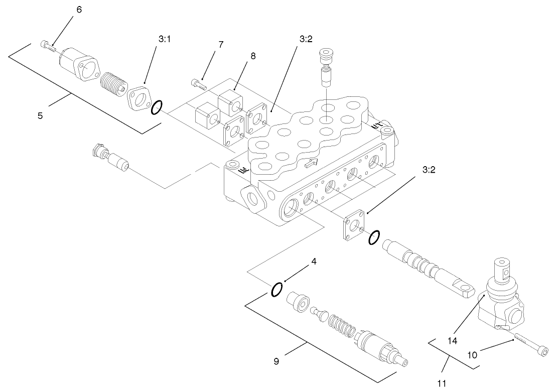 4-Spool Hydraulic Valve Assembly No. 99-3070