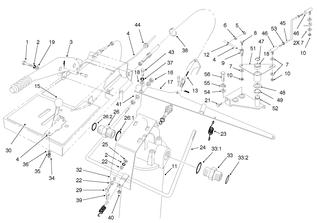 Parking Brake, Throttle And Oil Filter Assembly