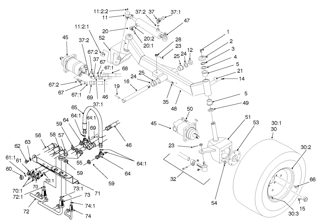 Steering Axle Assembly (model 03707 Only)